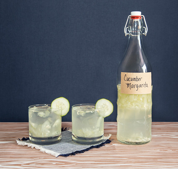 Homemade DIY Cucumber Margarita Cocktail in a Bottle